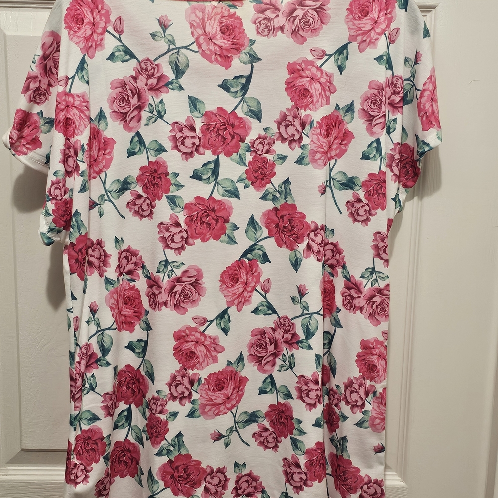 BiBi Pink Floral Short Sleeve Top - Picture 2 of 4